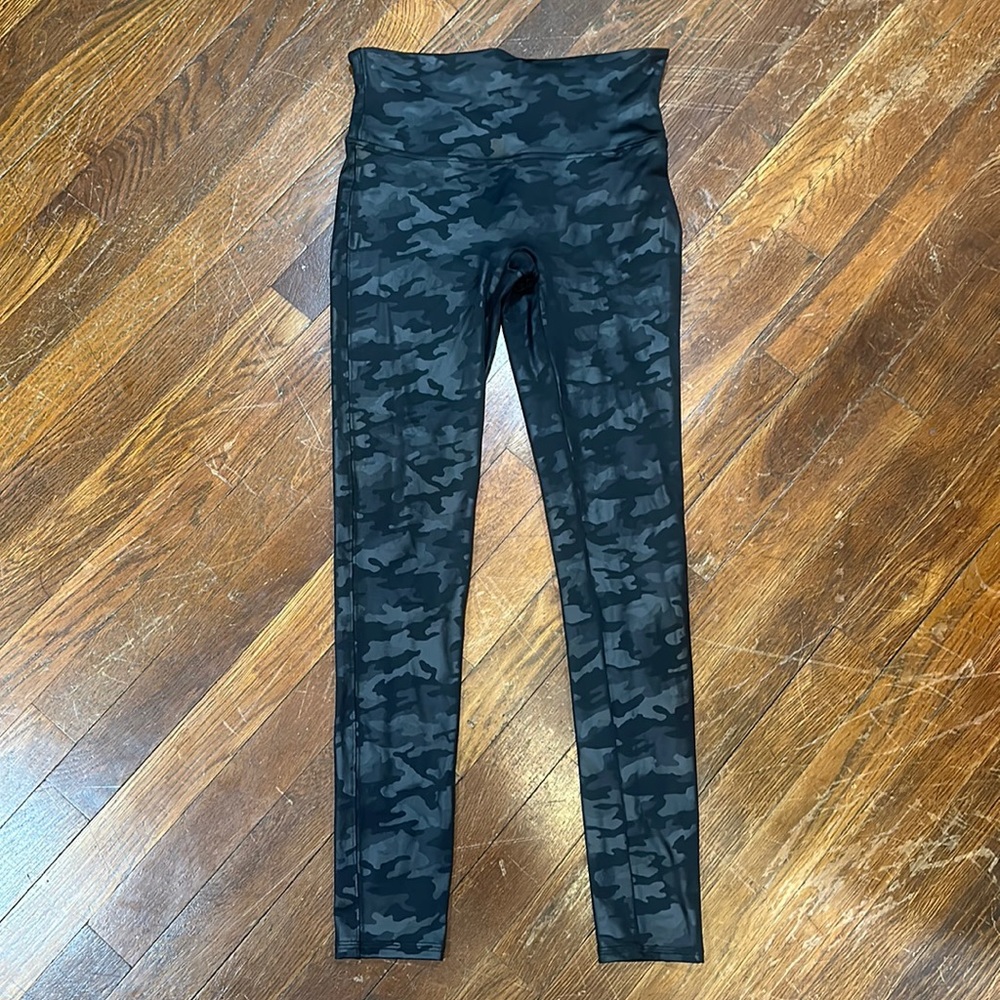 Black camo leggings with a little bit of shine